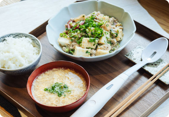 麻婆豆腐&ねぎと卵のとろみスープ