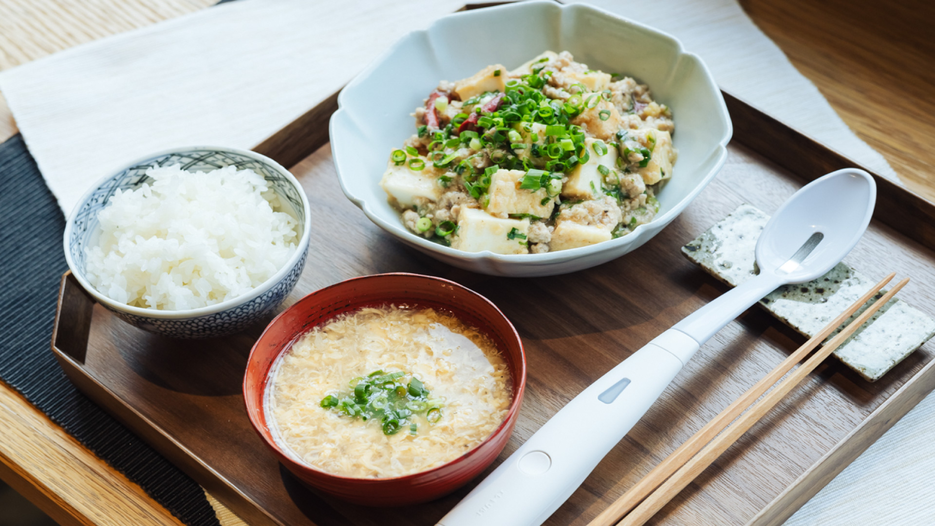 麻婆豆腐&ねぎと卵のとろみスープ