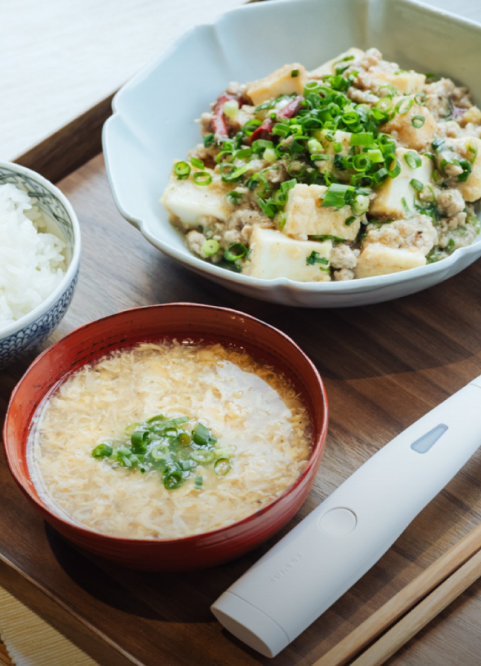 麻婆豆腐＆ねぎと卵のとろみスープ